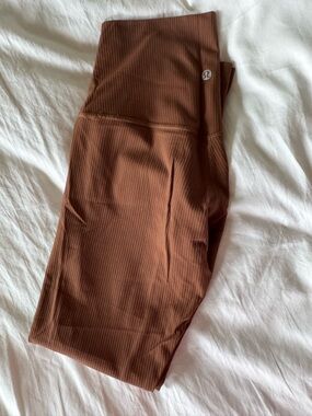 lululemon Athletica Ribbed High-Waist Brown Leggings